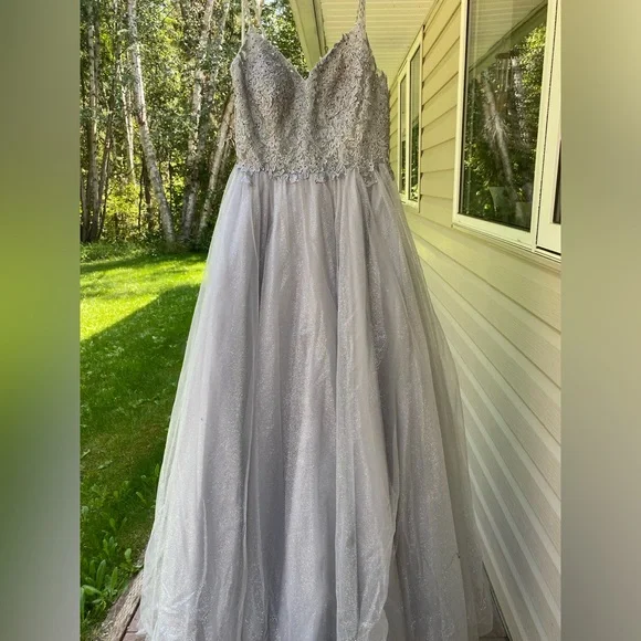 Jovani Dresses Beautiful Jovani Silver Sparkle Gown Poshmark